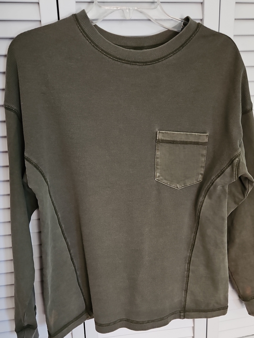 WILD FABLE OLIVE GREEN WAFFLE KNIT TEE Sz XS